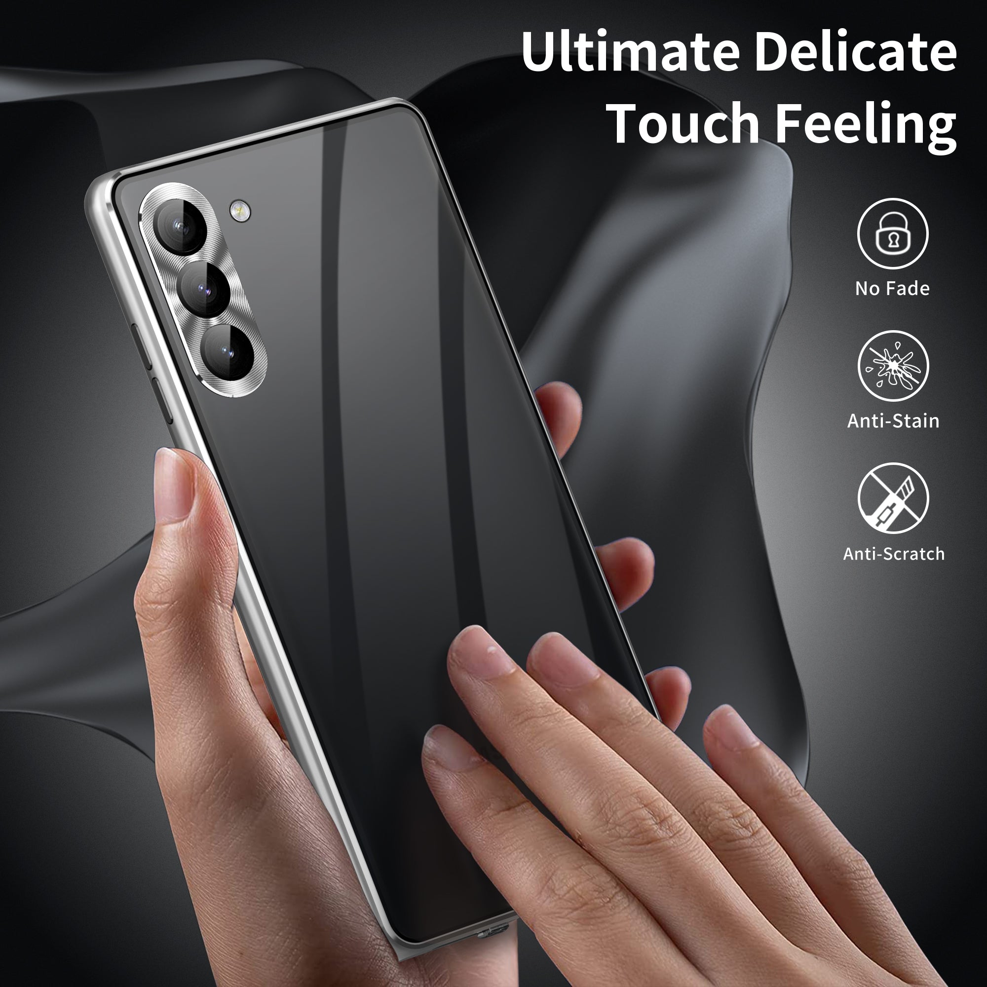 For Samsung Galaxy S23 Anti-peep Phone Back Cover Single-Sided Tempered Glass PC Panel Shockproof Phone Case with Safety Buckle and Magnetic Adsorption Metal Frame For Samsung Galaxy S23 Anti-peep Phone Back Cover Single-Sided Tempered Glass PC Panel Shockproof Phone Case with Safety Buckle and Magnetic Adsorption Metal Frame